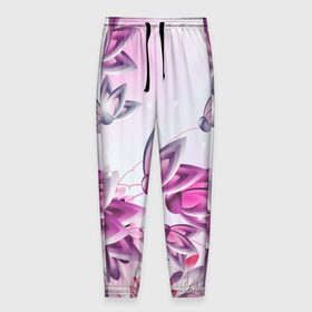 Мужские брюки 3D с принтом Розовые цветы в Новосибирске, 100% полиэстер | манжеты по низу, эластичный пояс регулируется шнурком, по бокам два кармана без застежек, внутренняя часть кармана из мелкой сетки | лепестки | прикольные картинки | розовый | цветочки | цветы