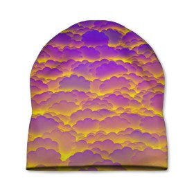 Шапка 3D с принтом Фиолетовые облака в Новосибирске, 100% полиэстер | универсальный размер, печать по всей поверхности изделия | Тематика изображения на принте: закат | небо | облака | солнце | тучи