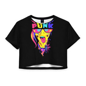 Женская футболка 3D укороченная с принтом Punk в Новосибирске, 100% полиэстер | круглая горловина, длина футболки до линии талии, рукава с отворотами | молодёжь | панки | прикол | субкультура | хиппи | цвет