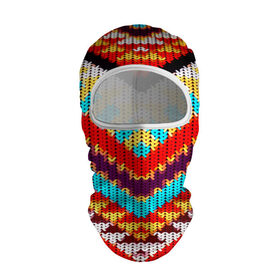 Балаклава 3D с принтом Вышивка шерстью в Новосибирске, 100% полиэстер, ткань с особыми свойствами — Activecool | плотность 150–180 г/м2; хорошо тянется, но при этом сохраняет форму. Закрывает шею, вокруг отверстия для глаз кайма. Единый размер | вязаный | геометрия | орнамент | свитер