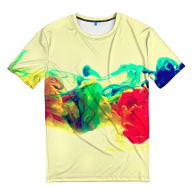 Мужская футболка 3D с принтом Яркие краски в Новосибирске, 100% полиэфир | прямой крой, круглый вырез горловины, длина до линии бедер | разноцветные