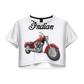 Женская футболка 3D укороченная с принтом Indian 4 в Новосибирске, 100% полиэстер | круглая горловина, длина футболки до линии талии, рукава с отворотами | indian