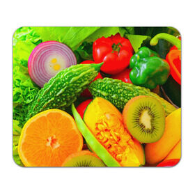Коврик прямоугольный с принтом Овощи в Новосибирске, натуральный каучук | размер 230 х 185 мм; запечатка лицевой стороны | Тематика изображения на принте: апельсин | диета | киви | лук | овощ | огурец | помидор
