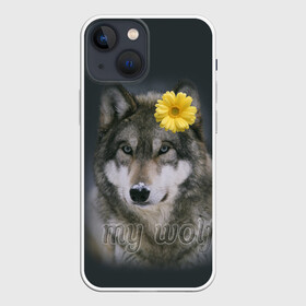 Чехол для iPhone 13 mini с принтом Мой волк в Новосибирске,  |  | волчица | для двоих