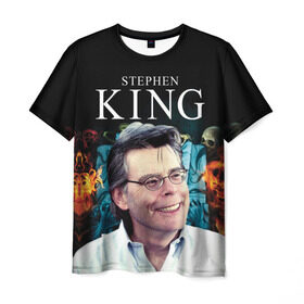 Мужская футболка 3D с принтом Стивен Кинг - Король ужасов в Новосибирске, 100% полиэфир | прямой крой, круглый вырез горловины, длина до линии бедер | король ужасов | писатель | триллер | ужасы