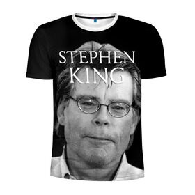 Мужская футболка 3D спортивная с принтом Стивен Кинг - Король ужасов в Новосибирске, 100% полиэстер с улучшенными характеристиками | приталенный силуэт, круглая горловина, широкие плечи, сужается к линии бедра | король ужасов | писатель | триллер | ужасы
