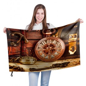 Флаг 3D с принтом Старинные часы в Новосибирске, 100% полиэстер | плотность ткани — 95 г/м2, размер — 67 х 109 см. Принт наносится с одной стороны | время | ключ | старинное | часы
