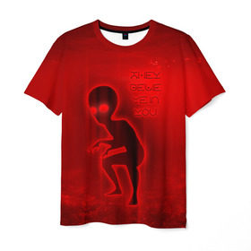 Мужская футболка 3D с принтом They belive in you в Новосибирске, 100% полиэфир | прямой крой, круглый вырез горловины, длина до линии бедер | инопланетяне | инопланетянин | красный | марс | марсианин | нло