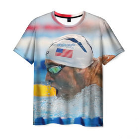 Мужская футболка 3D с принтом Майкл Фелпс в Новосибирске, 100% полиэфир | прямой крой, круглый вырез горловины, длина до линии бедер | swimming | бассейн | олимпиада | плавание | пловец | рио | фелпс