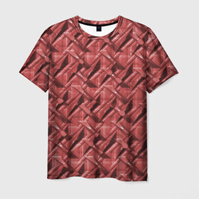 Мужская футболка 3D с принтом Текстура, тиснение в Новосибирске, 100% полиэфир | прямой крой, круглый вырез горловины, длина до линии бедер | краска | красный | металл | стиль | текстура | фото