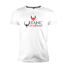 Мужская футболка премиум с принтом Quake is back! в Новосибирске, 92% хлопок, 8% лайкра | приталенный силуэт, круглый вырез ворота, длина до линии бедра, короткий рукав | q1 | q2 | q3 | quake | квейк | крылья | олд | череп
