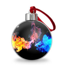 Ёлочный шар с принтом Битва огней в Новосибирске, Пластик | Диаметр: 77 мм | Тематика изображения на принте: красный | огонь | синий