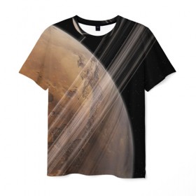 Мужская футболка 3D с принтом Планета в Новосибирске, 100% полиэфир | прямой крой, круглый вырез горловины, длина до линии бедер | 
