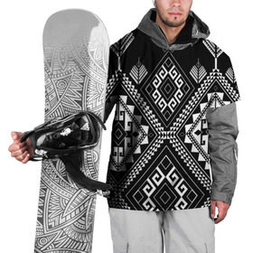 Накидка на куртку 3D с принтом Индейские мотивы в Новосибирске, 100% полиэстер |  | Тематика изображения на принте: вышивка | орнамент | свитер | черно белый