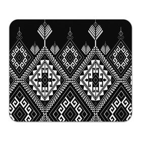Коврик прямоугольный с принтом Индейские мотивы в Новосибирске, натуральный каучук | размер 230 х 185 мм; запечатка лицевой стороны | вышивка | орнамент | свитер | черно белый