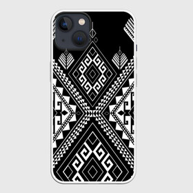 Чехол для iPhone 13 с принтом Индейские мотивы в Новосибирске,  |  | вышивка | орнамент | свитер | черно белый