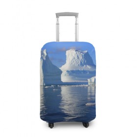 Чехол для чемодана 3D с принтом Айсберг в Новосибирске, 86% полиэфир, 14% спандекс | двустороннее нанесение принта, прорези для ручек и колес | айсберг | антаркида | арктика | вода | лёд | океан | отражение | север | солнце | холод