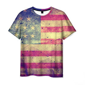 Мужская футболка 3D с принтом Америка в Новосибирске, 100% полиэфир | прямой крой, круглый вырез горловины, длина до линии бедер | Тематика изображения на принте: grunge | америка | сша | флаг