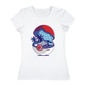 Женская футболка хлопок с принтом Покеболл 1 в Новосибирске, 100% хлопок | прямой крой, круглый вырез горловины, длина до линии бедер, слегка спущенное плечо | pokemon | pokemon go | покемон | покемон го
