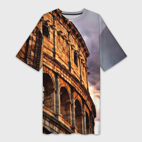 Платье-футболка 3D с принтом Колизей в Новосибирске,  |  | архитектура | италия | колизей | отпуск | путешествие | развалины | туризм | турист