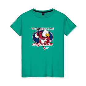 Женская футболка хлопок с принтом Washington Capitals Hockey в Новосибирске, 100% хлопок | прямой крой, круглый вырез горловины, длина до линии бедер, слегка спущенное плечо | nhl | washington capitals | спорт | хоккей