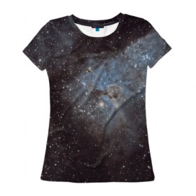 Женская футболка 3D с принтом Звёздная туманность в Новосибирске, 100% полиэфир ( синтетическое хлопкоподобное полотно) | прямой крой, круглый вырез горловины, длина до линии бедер | Тематика изображения на принте: 