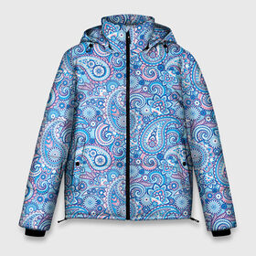 Мужская зимняя куртка 3D с принтом Турецкий орнамент 3 в Новосибирске, верх — 100% полиэстер; подкладка — 100% полиэстер; утеплитель — 100% полиэстер | длина ниже бедра, свободный силуэт Оверсайз. Есть воротник-стойка, отстегивающийся капюшон и ветрозащитная планка. 

Боковые карманы с листочкой на кнопках и внутренний карман на молнии. |   | восточные | индийский узор | индия | огурец | огурцы | орнамент | роспись | турецкий | узор