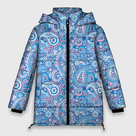 Женская зимняя куртка 3D с принтом Турецкий орнамент 3 в Новосибирске, верх — 100% полиэстер; подкладка — 100% полиэстер; утеплитель — 100% полиэстер | длина ниже бедра, силуэт Оверсайз. Есть воротник-стойка, отстегивающийся капюшон и ветрозащитная планка. 

Боковые карманы с листочкой на кнопках и внутренний карман на молнии |   | восточные | индийский узор | индия | огурец | огурцы | орнамент | роспись | турецкий | узор