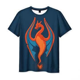 Мужская футболка 3D с принтом Fire в Новосибирске, 100% полиэфир | прямой крой, круглый вырез горловины, длина до линии бедер | bulbasaur | pikachu | pokemon | squirtle | бальбазар | пикачу | покемон | сквиртл