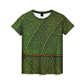 Женская футболка 3D с принтом Листик в Новосибирске, 100% полиэфир ( синтетическое хлопкоподобное полотно) | прямой крой, круглый вырез горловины, длина до линии бедер | дерево | зеленый | зелень | лист | природа | растения