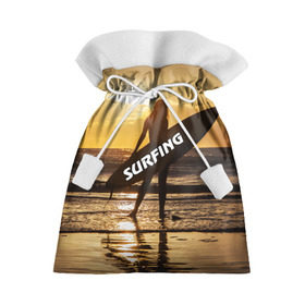 Подарочный 3D мешок с принтом Surfing в Новосибирске, 100% полиэстер | Размер: 29*39 см | Тематика изображения на принте: волна | девушка | море | прикольные картинки | сёрфинг | солнце | спорт | экстрим