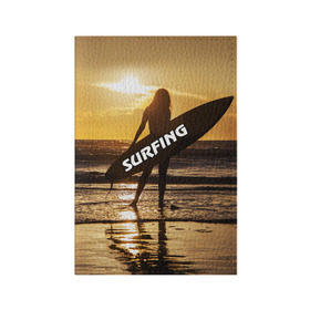 Обложка для паспорта матовая кожа с принтом Surfing в Новосибирске, натуральная матовая кожа | размер 19,3 х 13,7 см; прозрачные пластиковые крепления | Тематика изображения на принте: волна | девушка | море | прикольные картинки | сёрфинг | солнце | спорт | экстрим