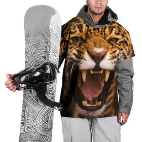Накидка на куртку 3D с принтом Леопард в Новосибирске, 100% полиэстер |  | дикая кошка | клыки | леопард | оскал | хищник