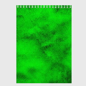 Скетчбук с принтом Green в Новосибирске, 100% бумага
 | 48 листов, плотность листов — 100 г/м2, плотность картонной обложки — 250 г/м2. Листы скреплены сверху удобной пружинной спиралью | зеленый | потертость