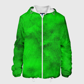 Мужская куртка 3D с принтом Green в Новосибирске, ткань верха — 100% полиэстер, подклад — флис | прямой крой, подол и капюшон оформлены резинкой с фиксаторами, два кармана без застежек по бокам, один большой потайной карман на груди. Карман на груди застегивается на липучку | Тематика изображения на принте: зеленый | потертость