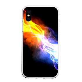 Чехол для iPhone XS Max матовый с принтом Brisk Fire в Новосибирске, Силикон | Область печати: задняя сторона чехла, без боковых панелей | дым | желтый | огонь | синий