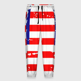 Мужские брюки 3D с принтом Америка в Новосибирске, 100% полиэстер | манжеты по низу, эластичный пояс регулируется шнурком, по бокам два кармана без застежек, внутренняя часть кармана из мелкой сетки | Тематика изображения на принте: grunge | америка | сша | флаг