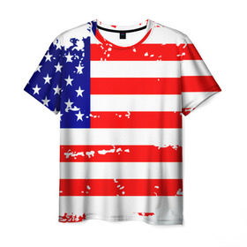 Мужская футболка 3D с принтом Америка в Новосибирске, 100% полиэфир | прямой крой, круглый вырез горловины, длина до линии бедер | grunge | америка | сша | флаг