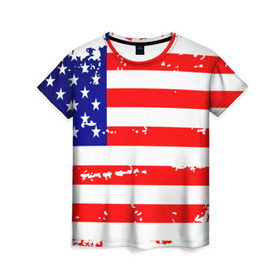 Женская футболка 3D с принтом Америка в Новосибирске, 100% полиэфир ( синтетическое хлопкоподобное полотно) | прямой крой, круглый вырез горловины, длина до линии бедер | grunge | америка | сша | флаг