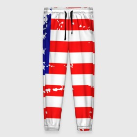 Женские брюки 3D с принтом Америка в Новосибирске, полиэстер 100% | прямой крой, два кармана без застежек по бокам, с мягкой трикотажной резинкой на поясе и по низу штанин. В поясе для дополнительного комфорта — широкие завязки | grunge | америка | сша | флаг