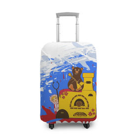 Чехол для чемодана 3D с принтом Россия. Медведь. Балалайка в Новосибирске, 86% полиэфир, 14% спандекс | двустороннее нанесение принта, прорези для ручек и колес | матрешка | печька | россия. медведь. балалайка