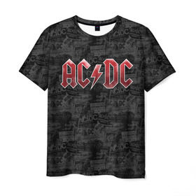 Мужская футболка 3D с принтом AC/DC в Новосибирске, 100% полиэфир | прямой крой, круглый вырез горловины, длина до линии бедер | ac dc | acdc | rock | ангус янг | рок