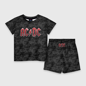 Детский костюм с шортами 3D с принтом AC DC в Новосибирске,  |  | ac dc | acdc | rock | ангус янг | рок