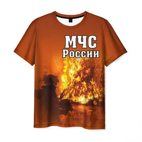 Мужская футболка 3D с принтом МЧС России в Новосибирске, 100% полиэфир | прямой крой, круглый вырез горловины, длина до линии бедер | Тематика изображения на принте: мчс | пожарный | россии