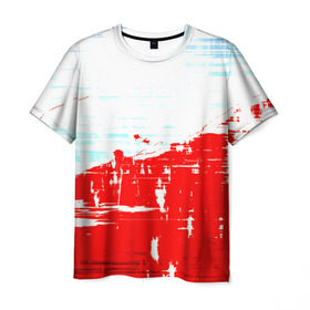 Мужская футболка 3D с принтом Потертая краска в Новосибирске, 100% полиэфир | прямой крой, круглый вырез горловины, длина до линии бедер | красный | яркий