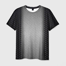 Мужская футболка 3D с принтом Кольчужка в Новосибирске, 100% полиэфир | прямой крой, круглый вырез горловины, длина до линии бедер | кольчуга | металл | сетка