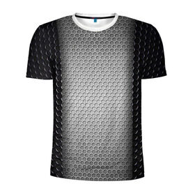 Мужская футболка 3D спортивная с принтом Кольчужка в Новосибирске, 100% полиэстер с улучшенными характеристиками | приталенный силуэт, круглая горловина, широкие плечи, сужается к линии бедра | кольчуга | металл | сетка