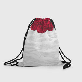 Рюкзак-мешок 3D с принтом Roses White в Новосибирске, 100% полиэстер | плотность ткани — 200 г/м2, размер — 35 х 45 см; лямки — толстые шнурки, застежка на шнуровке, без карманов и подкладки | розы цветы swag тренд мода клубная