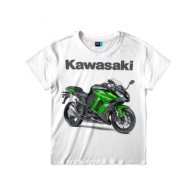 Детская футболка 3D с принтом Kawasaky Ninja 1000 в Новосибирске, 100% гипоаллергенный полиэфир | прямой крой, круглый вырез горловины, длина до линии бедер, чуть спущенное плечо, ткань немного тянется | Тематика изображения на принте: kawasaky