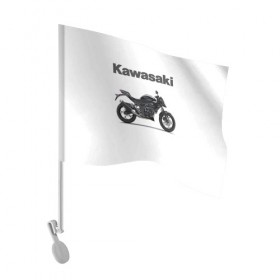 Флаг для автомобиля с принтом Kawasaky в Новосибирске, 100% полиэстер | Размер: 30*21 см | kawasaky